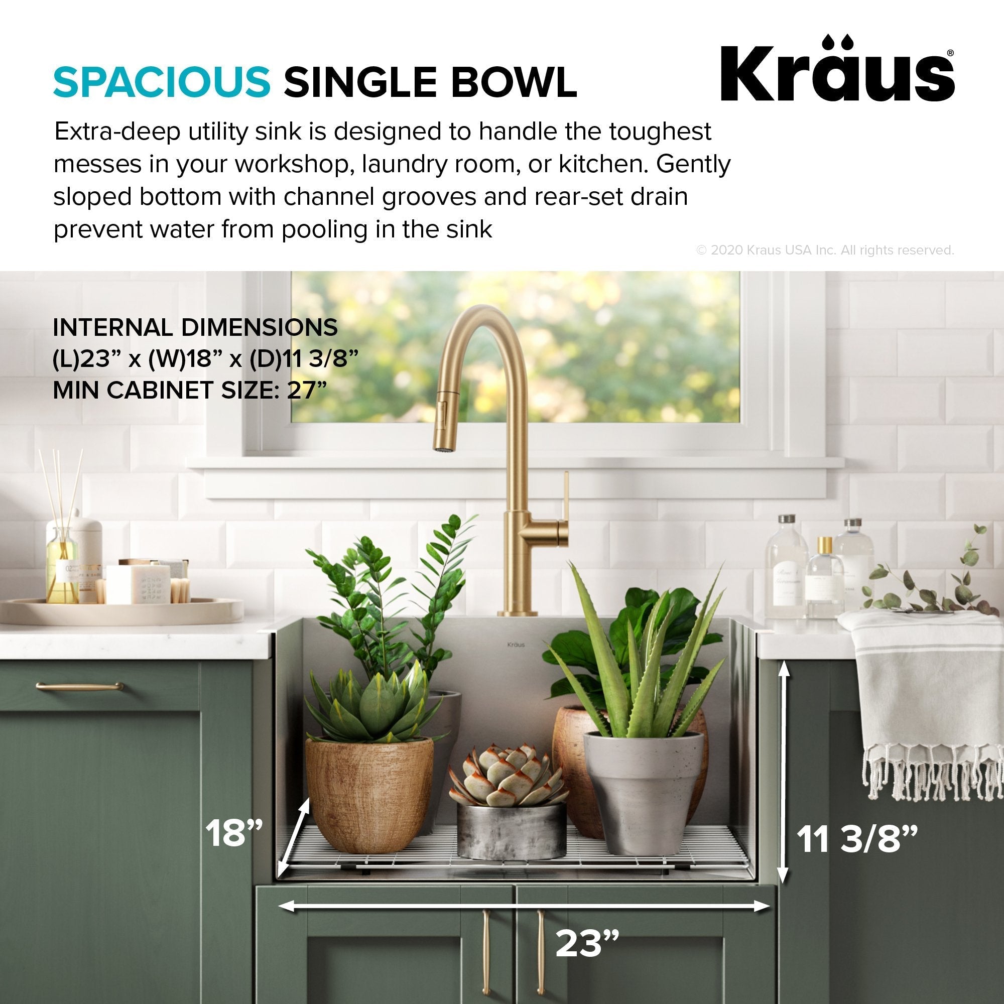 KRAUS 25" Drop-in 16 Gauge Stainless Steel Laundry Utility Sink - KHT301-25L