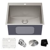 KRAUS 25" Drop-in 16 Gauge Stainless Steel Laundry Utility Sink - KHT301-25L