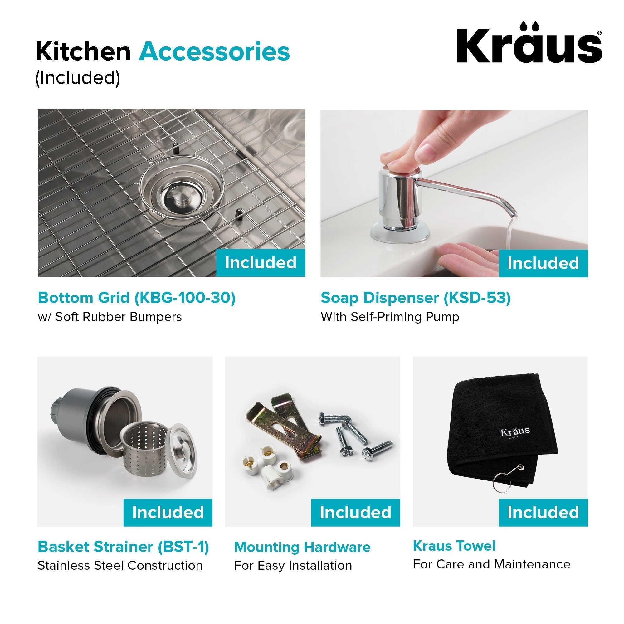 KRAUS 30" Stainless Steel Kitchen Sink and Kitchen Faucet - KHU100-30-1610-53CH