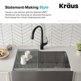KRAUS 33" Modern Flat Front Farmhouse Stainless Steel Kitchen Sink with Off Center Drain - KHF410-33