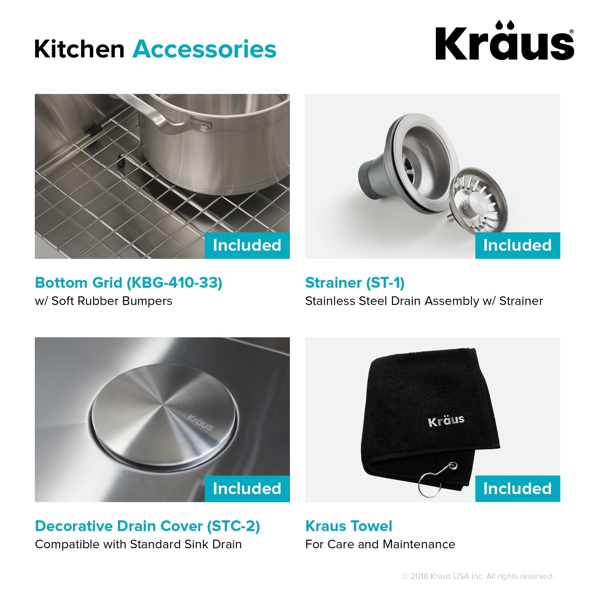 KRAUS 33" Modern Flat Front Farmhouse Stainless Steel Kitchen Sink with Off Center Drain - KHF410-33
