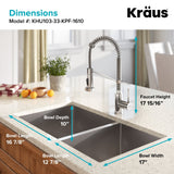 KRAUS 33" Stainless Steel Kitchen Sink and Kitchen Faucet - KHU103-33-1610-53CH