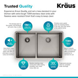 KRAUS 33" Undermount 40/60 Double Bowl 16 Gauge Stainless Steel Kitchen Sink with NoiseDefend Soundproofing - KHU104-33
