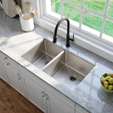 KRAUS 33" Undermount 40/60 Double Bowl 16 Gauge Stainless Steel Kitchen Sink with NoiseDefend Soundproofing - KHU104-33