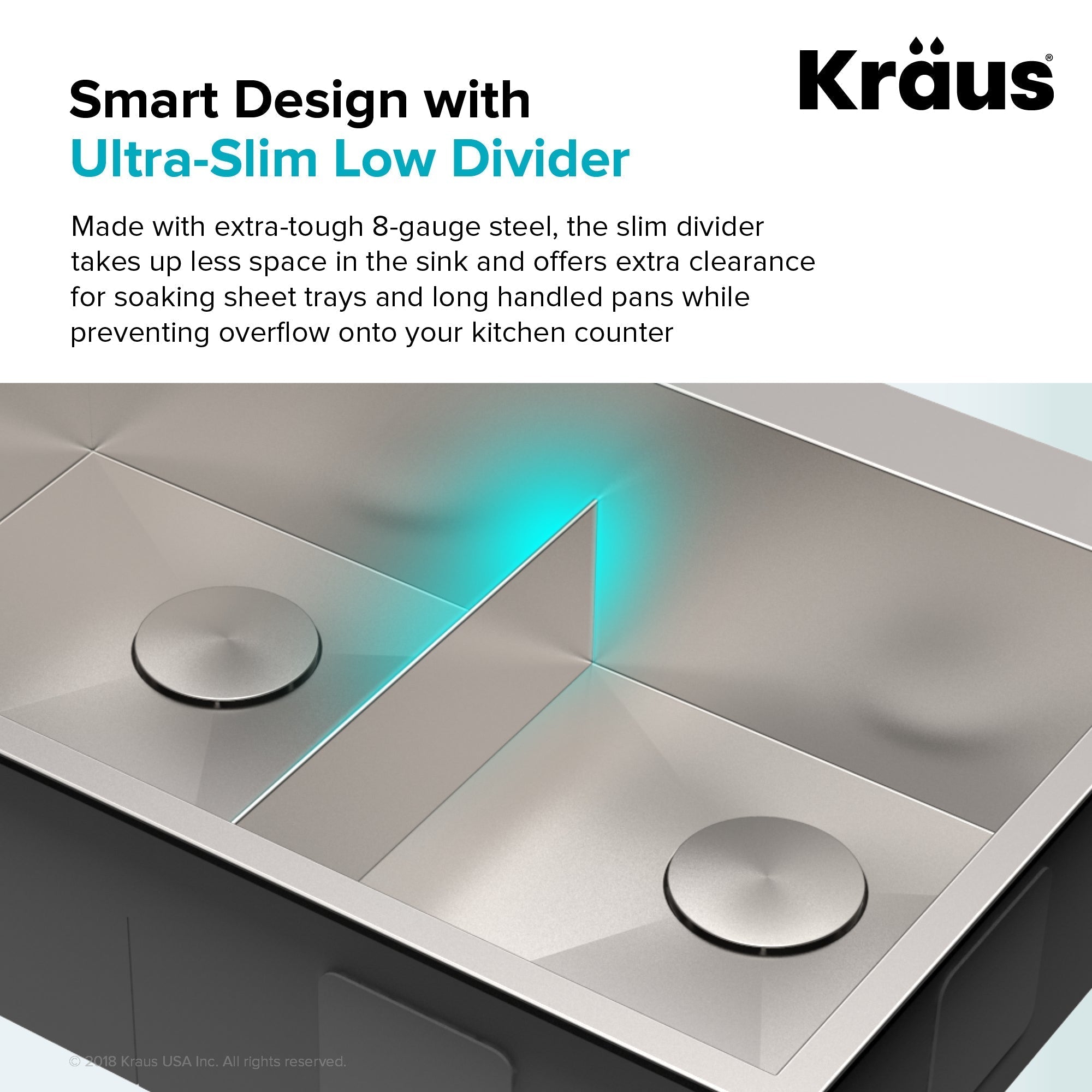 KRAUS 33" x 22" Pax Drop-In Topmount Zero-Radius Double Bowl Stainless Kitchen Sink - KP1TD33S-2