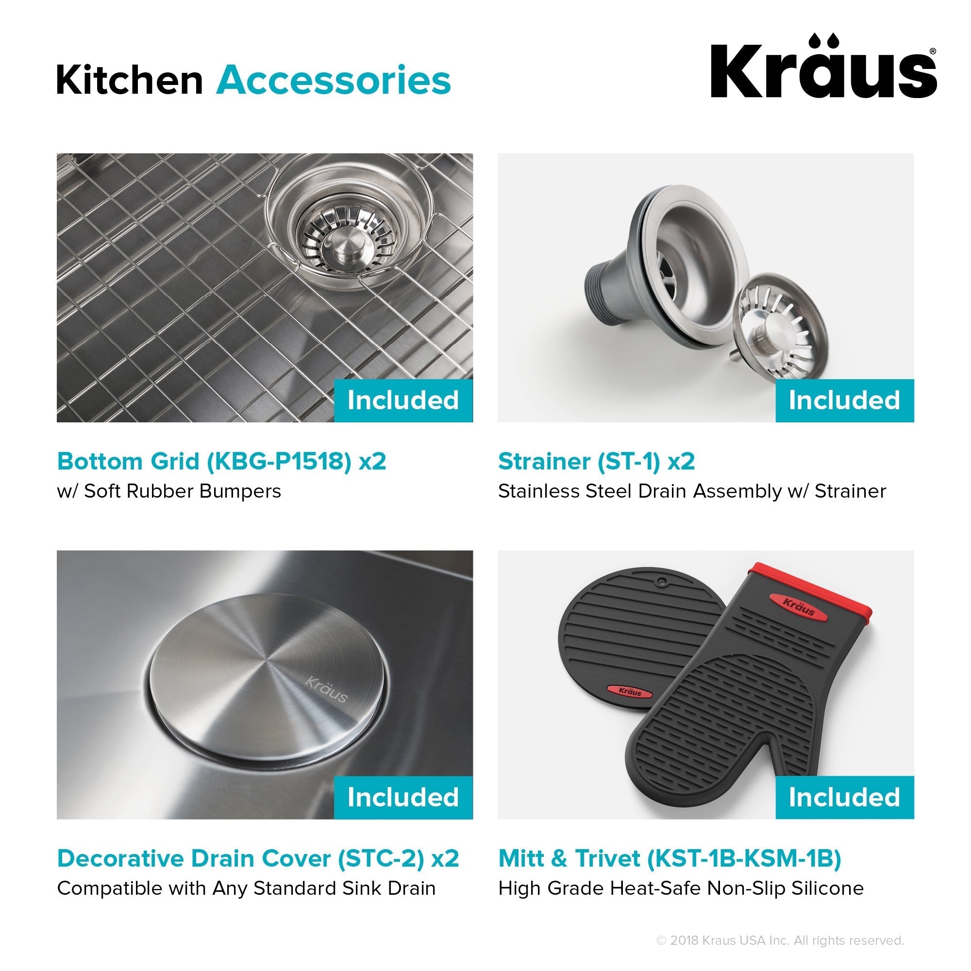 KRAUS 33" x 22" Pax Drop-In Topmount Zero-Radius Double Bowl Stainless Kitchen Sink - KP1TD33S-2