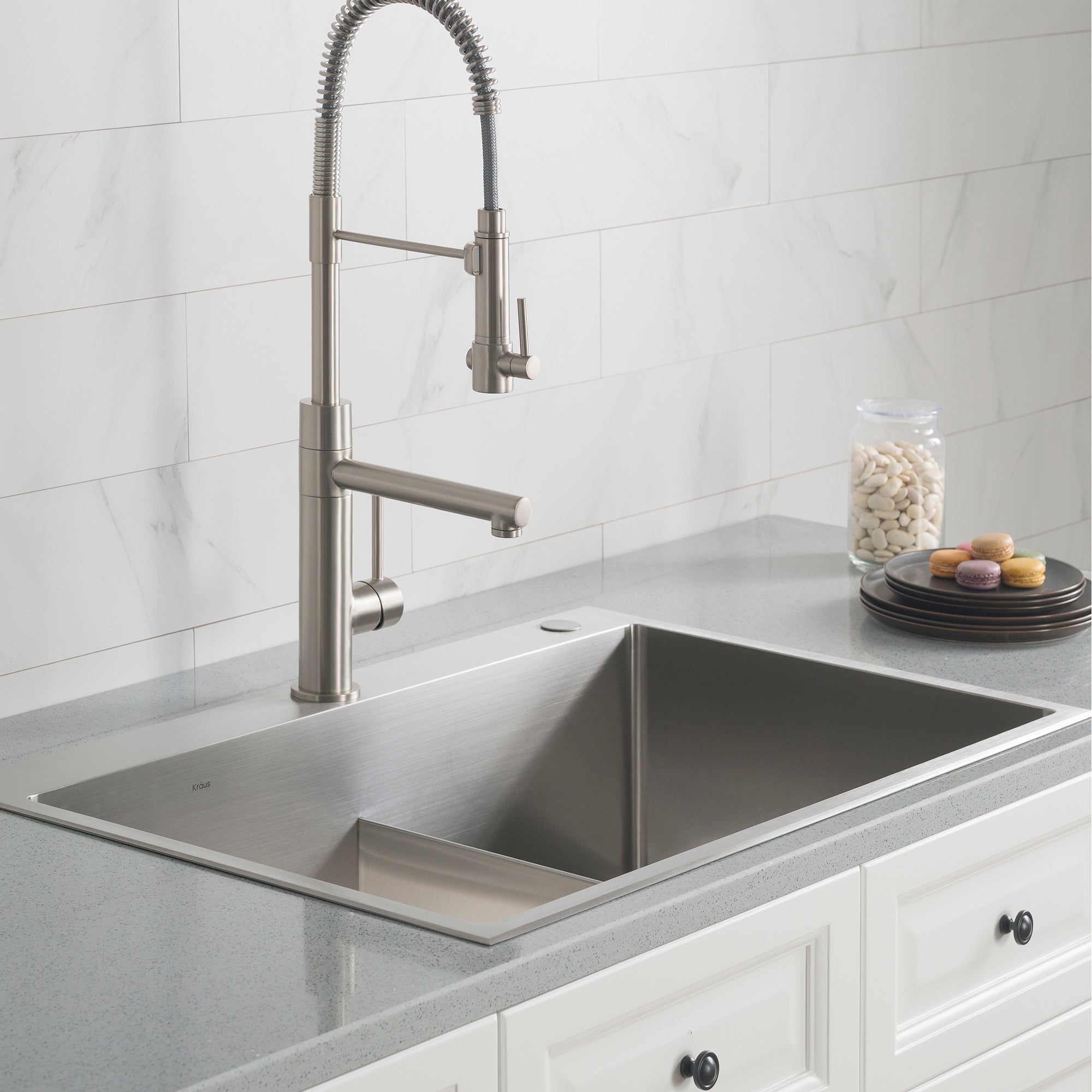 KRAUS 33 x 22 inch Standart PRO Drop-In 16 Gauge Double Bowl 2-Hole Stainless Steel Kitchen Sink - KHT302-33