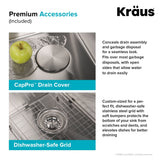 KRAUS 33 x 22 inch Standart PRO Drop-In 16 Gauge Double Bowl 2-Hole Stainless Steel Kitchen Sink - KHT302-33