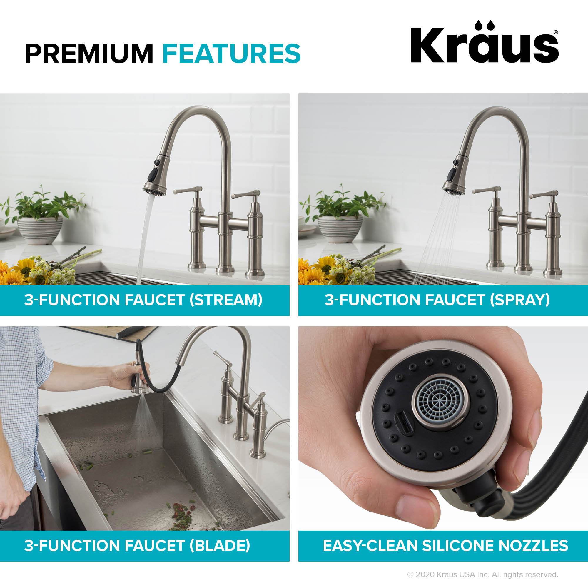 KRAUS Allyn Bridge Faucet with Pull-Down Sprayhead in Spot Free Stainless Steel - KPF-3121SFS