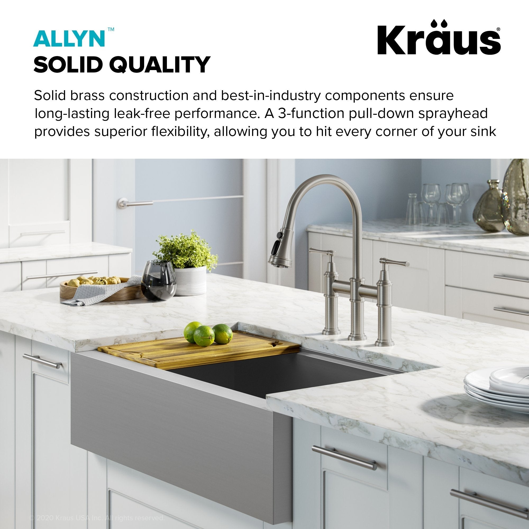 KRAUS Allyn Transitional Bridge Kitchen Faucet & Water Filter Faucet in Spot Free Stainless Steel - KPF-3121-FF-102SFS