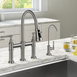 KRAUS Allyn Transitional Bridge Kitchen Faucet & Water Filter Faucet in Spot Free Stainless Steel - KPF-3121-FF-102SFS