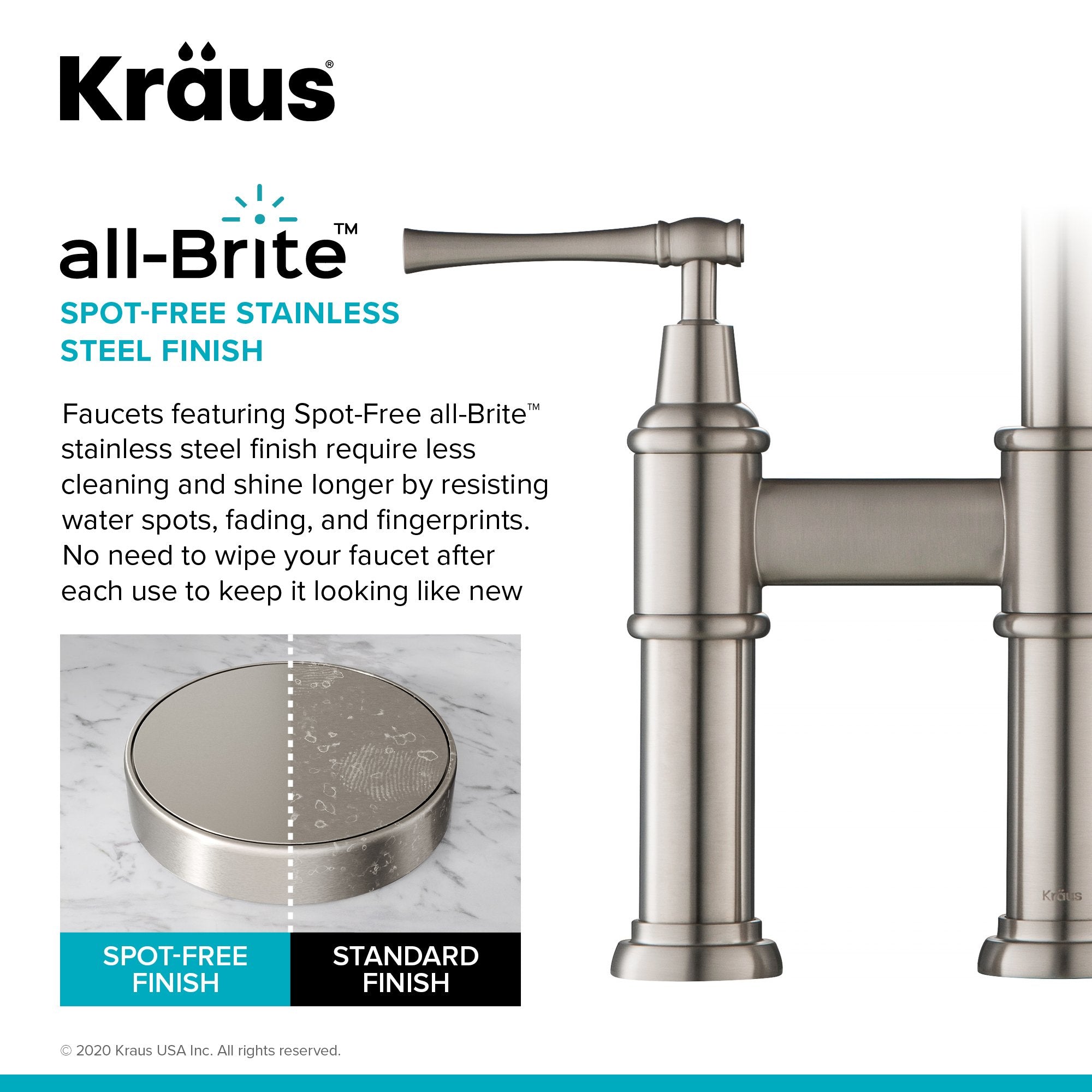 KRAUS Allyn Transitional Bridge Kitchen Faucet & Water Filter Faucet in Spot Free Stainless Steel - KPF-3121-FF-102SFS