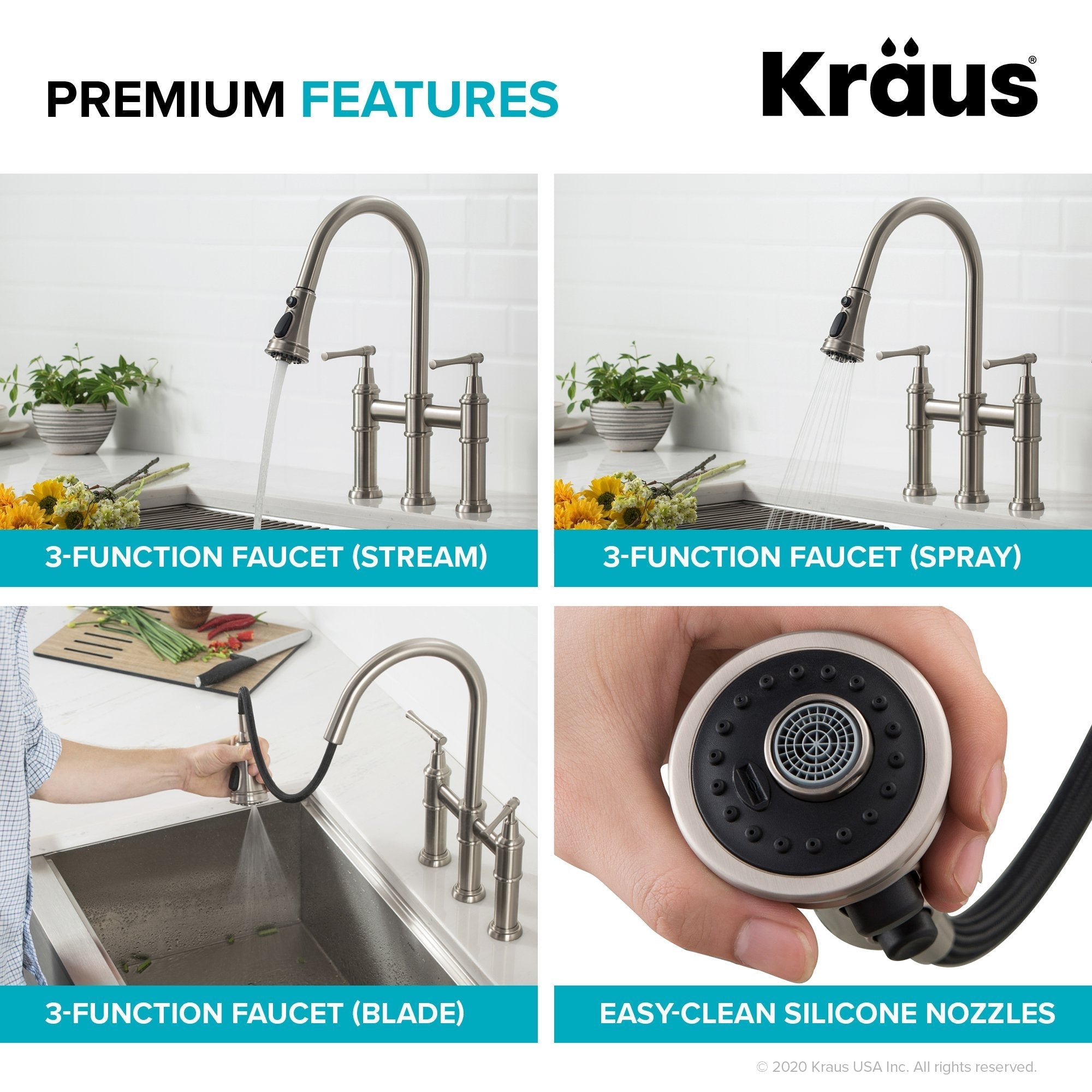 KRAUS Allyn Transitional Bridge Kitchen Faucet & Water Filter Faucet in Spot Free Stainless Steel - KPF-3121-FF-102SFS