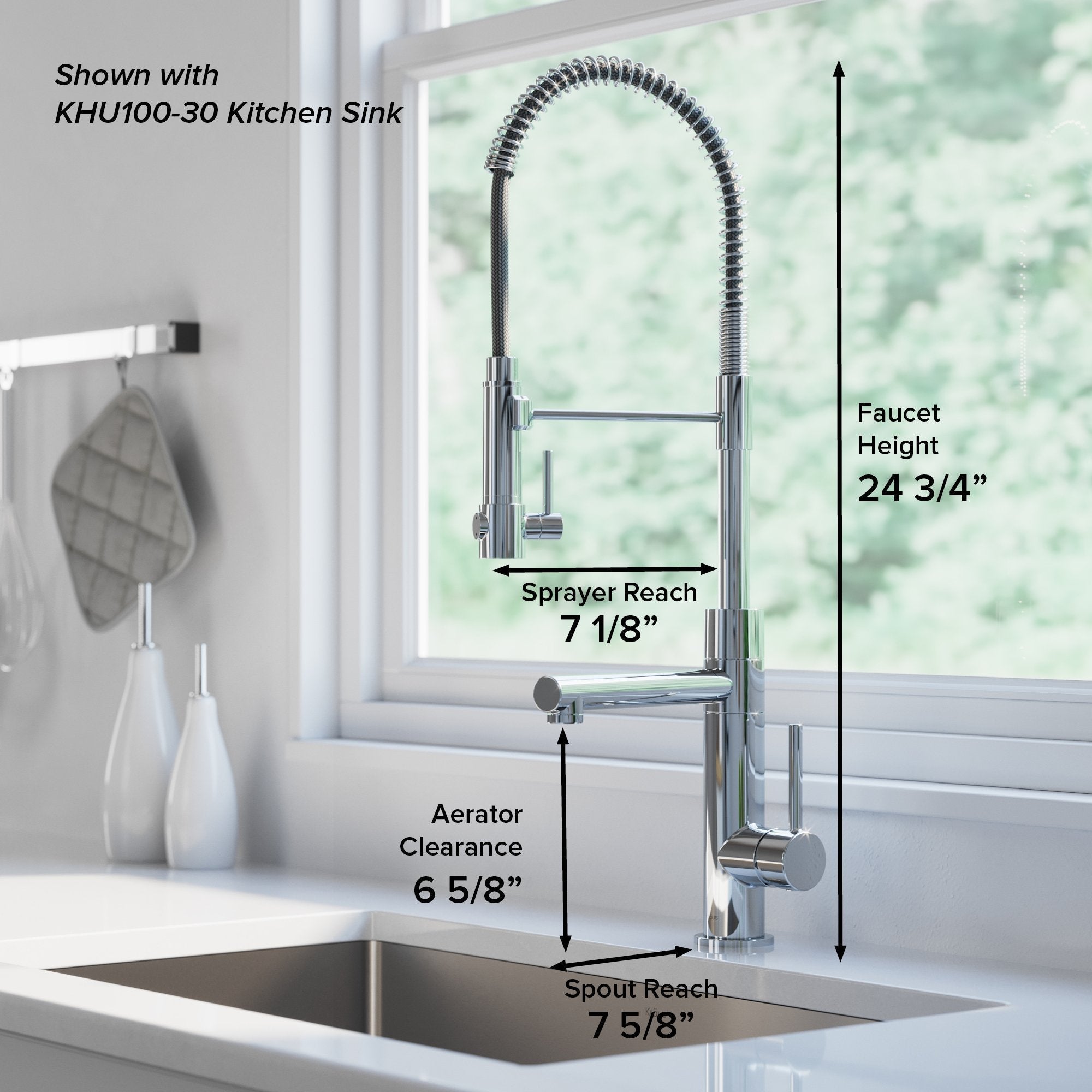 KRAUS Artec Pro 2-Function Commercial Style Pre-Rinse Kitchen Faucet with Matching Deck Plate in Matte Black/Black Stainless - KPF-1603MBSB-DP03SB