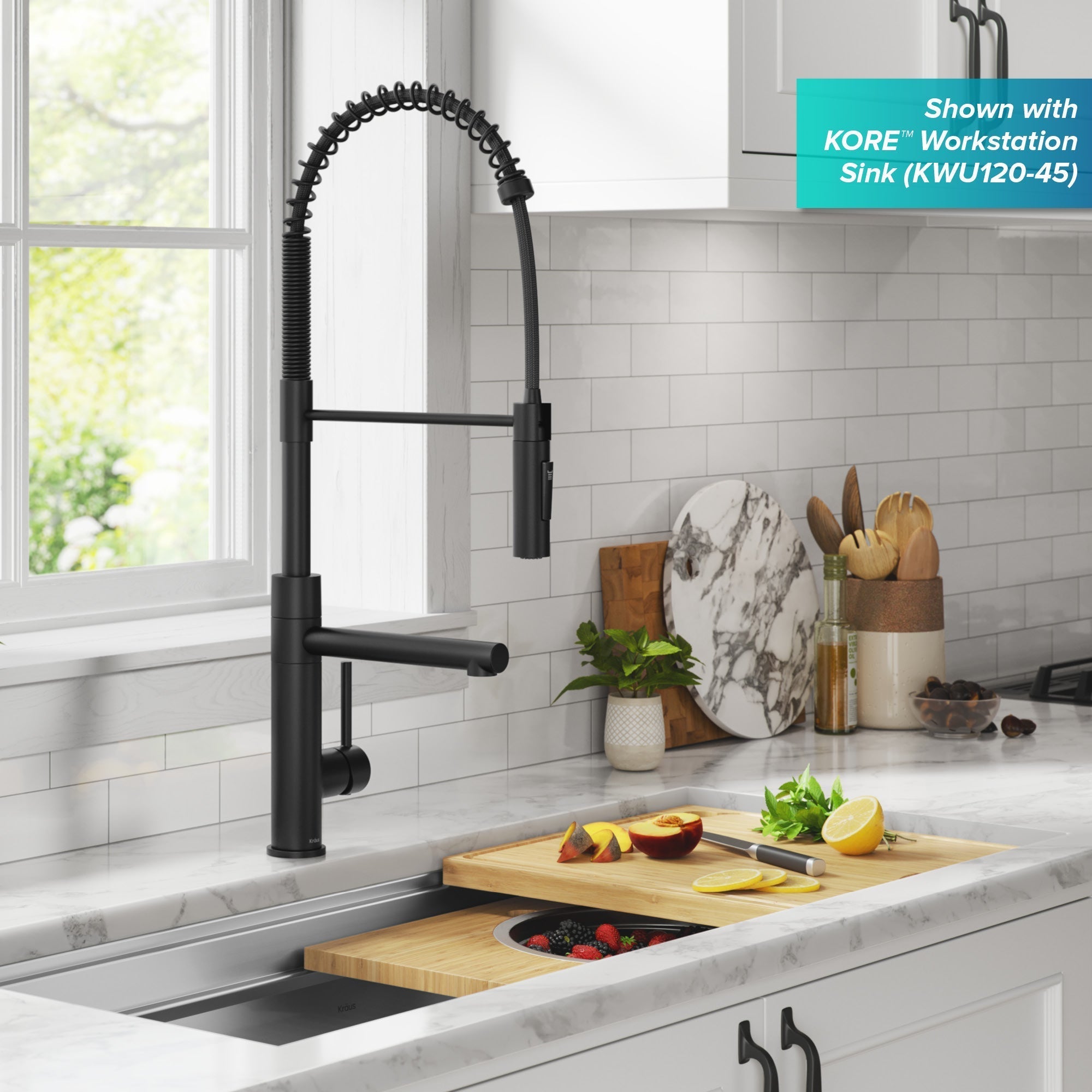 KRAUS Artec Pro Commercial Style Single Handle Kitchen Faucet with Pot Filler in Matte Black - KPF-1604MB