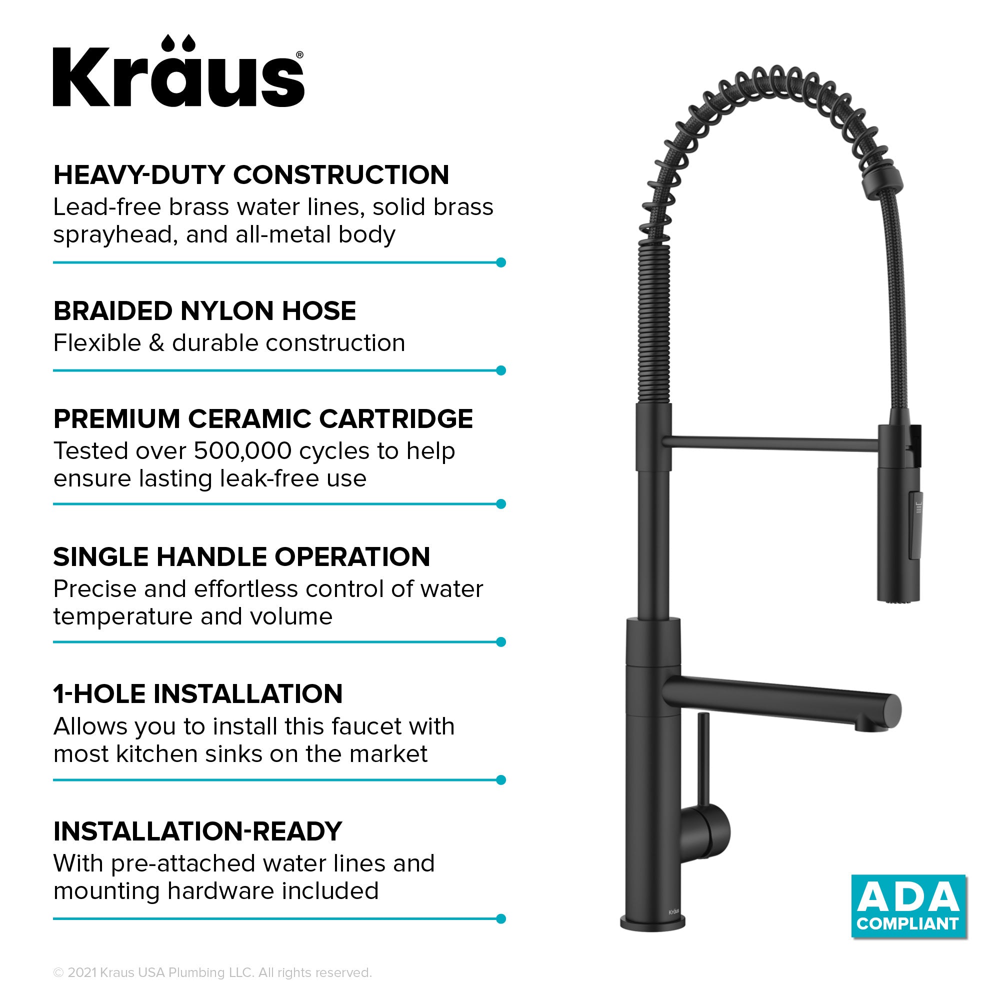 KRAUS Artec Pro Commercial Style Single Handle Kitchen Faucet with Pot Filler in Matte Black - KPF-1604MB
