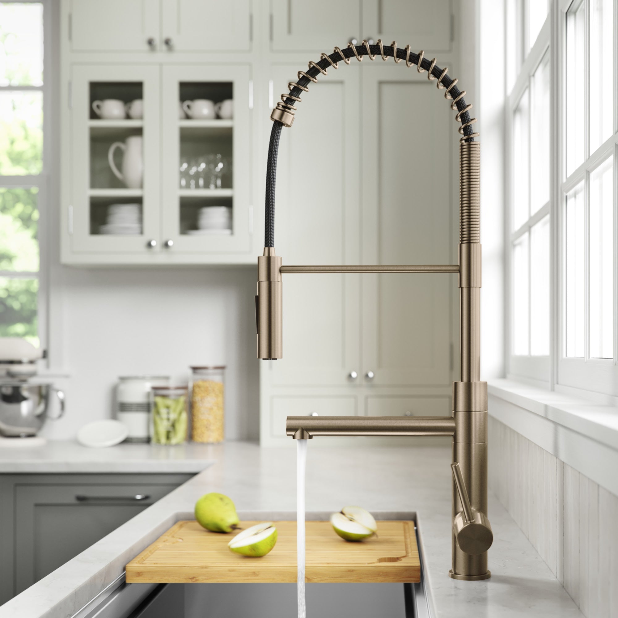 KRAUS Artec Pro Commercial Style Single Handle Kitchen Faucet with Pot Filler in Spot Free Antique Champagne Bronze