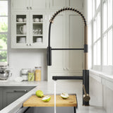 KRAUS Artec Pro Commercial Style  Single Handle Kitchen Faucet with Pot Filler in Spot Free Antique Champagne Bronze / Matte Black - KPF-1604SFACBMB