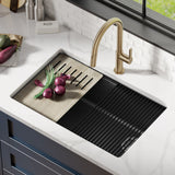 KRAUS Bellucci Workstation 30" Undermount Granite Composite Single Bowl Kitchen Sink with Accessories - KGUW2-30MBL