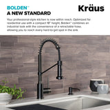 KRAUS Bolden 18-Inch Commercial Kitchen Faucet with Pull-Down Sprayhead in Matte Black/Black Stainless - KPF-1610MBSB