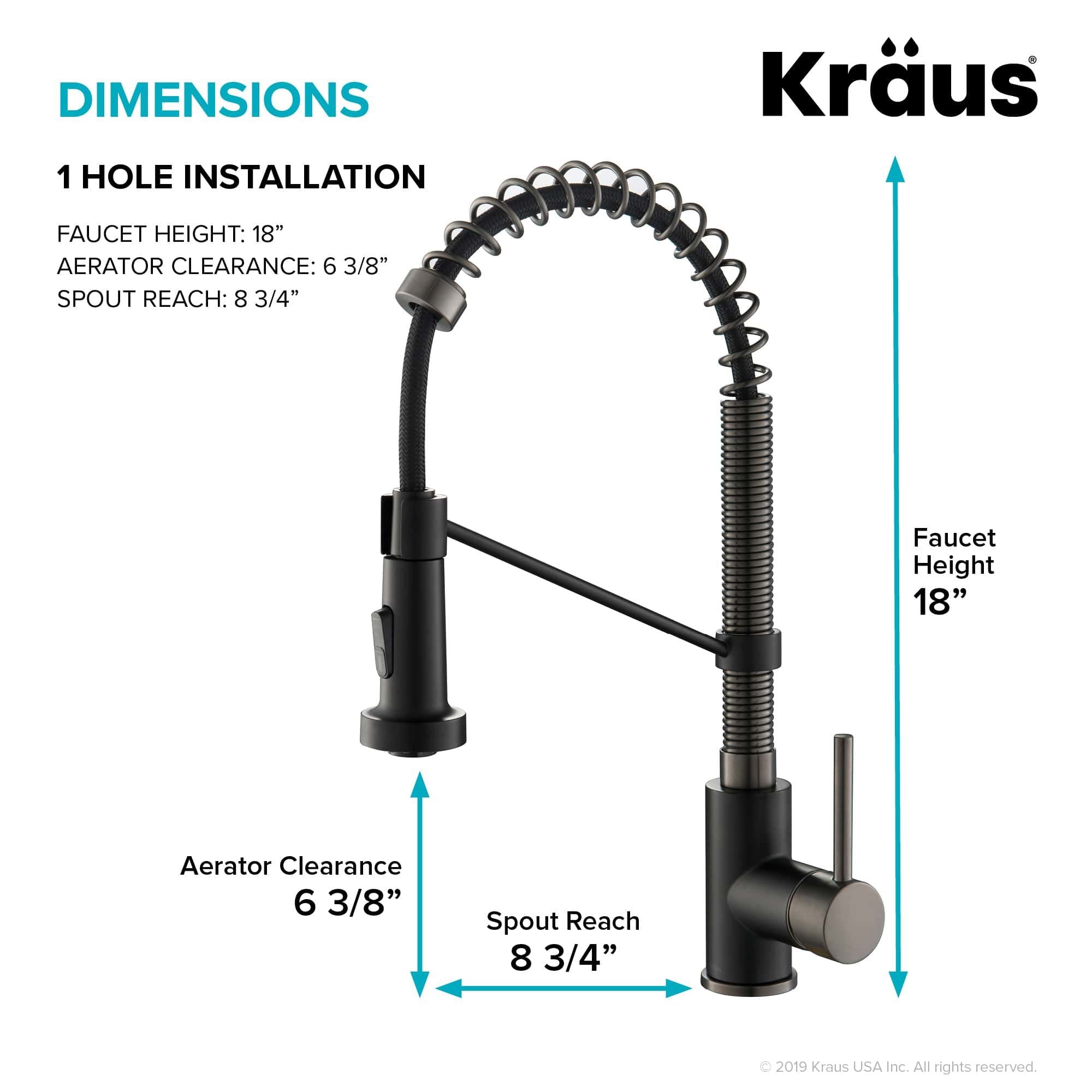 KRAUS Bolden 18-Inch Commercial Kitchen Faucet with Pull-Down Sprayhead in Matte Black/Black Stainless - KPF-1610MBSB