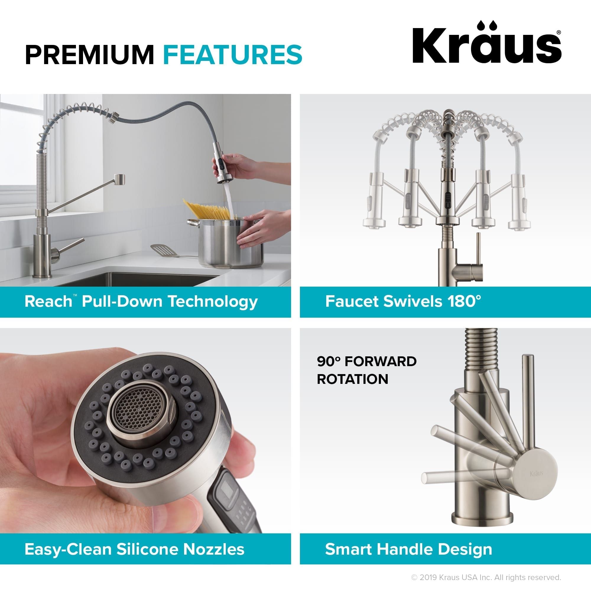 KRAUS Bolden 18-Inch Commercial Kitchen Faucet with Pull-Down Sprayhead in Matte Black/Black Stainless - KPF-1610MBSB