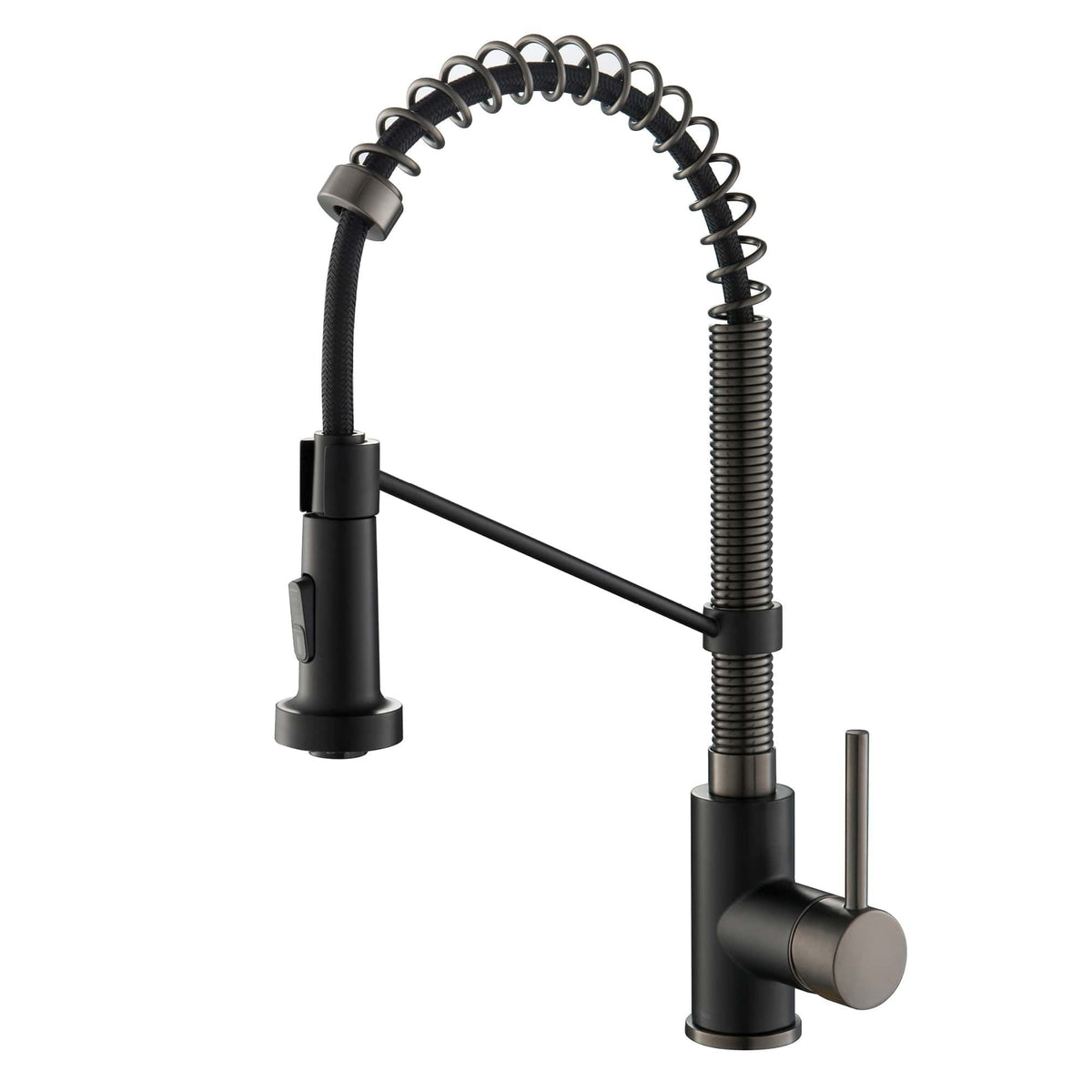 KRAUS Bolden 18-Inch Commercial Kitchen Faucet with Pull-Down Sprayhead in Matte Black/Black Stainless - KPF-1610MBSB