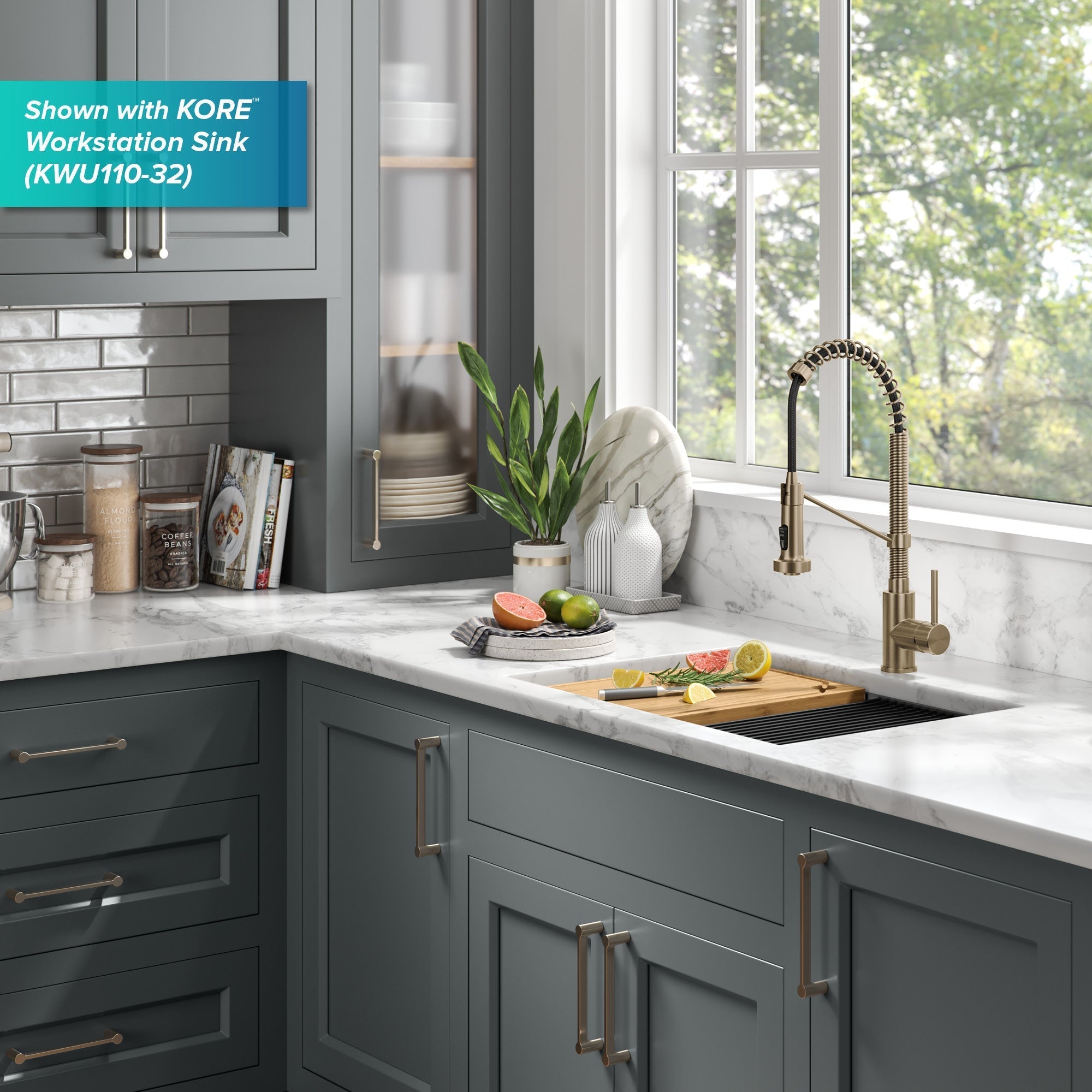 KRAUS Bolden Touchless Pull-Down Single Handle Faucet in Spot Free Antique Champagne Bronze - KSF-1610SFACB