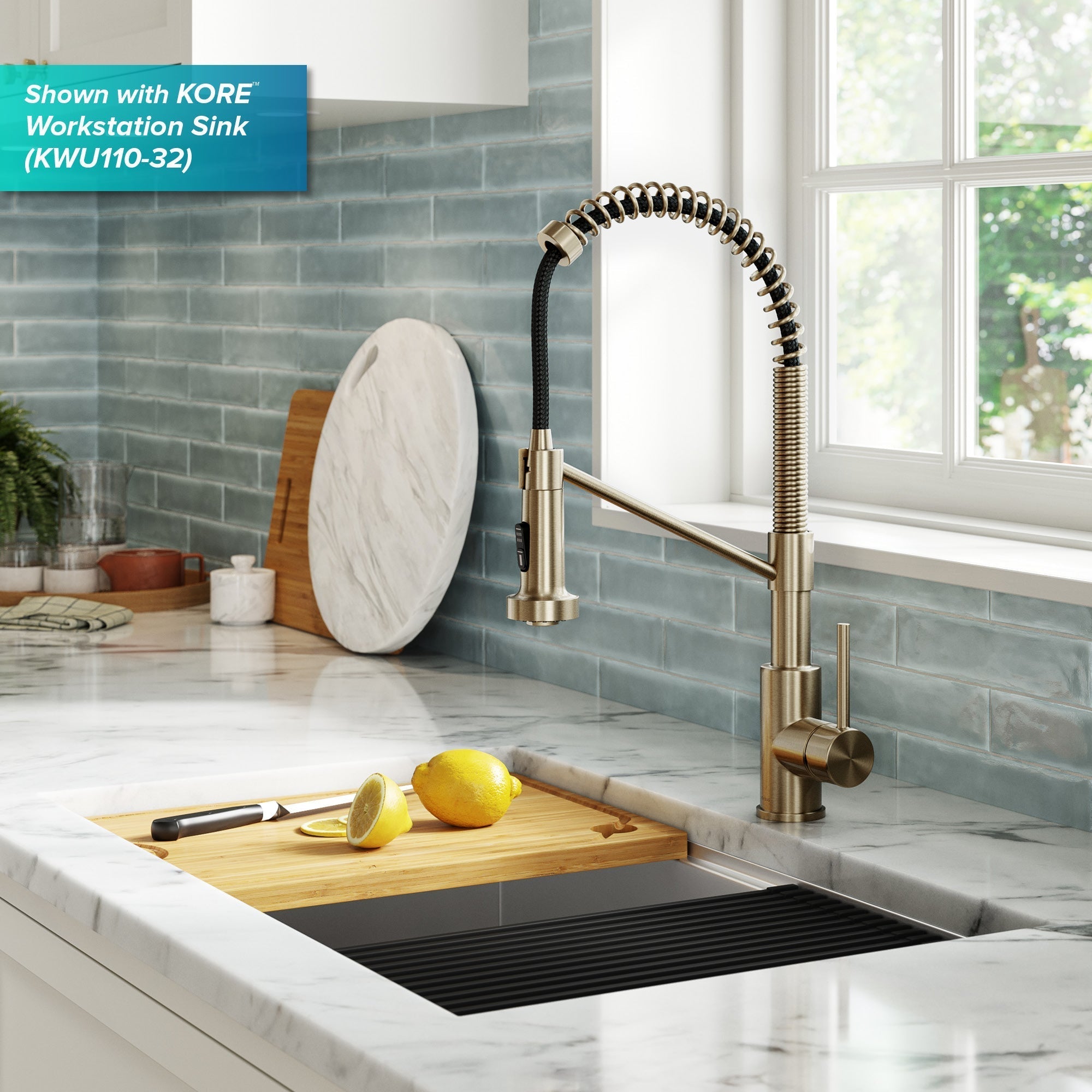 KRAUS Bolden Touchless Pull-Down Single Handle Faucet in Spot Free Antique Champagne Bronze - KSF-1610SFACB