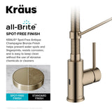 KRAUS Bolden Touchless Pull-Down Single Handle Faucet in Spot Free Antique Champagne Bronze - KSF-1610SFACB