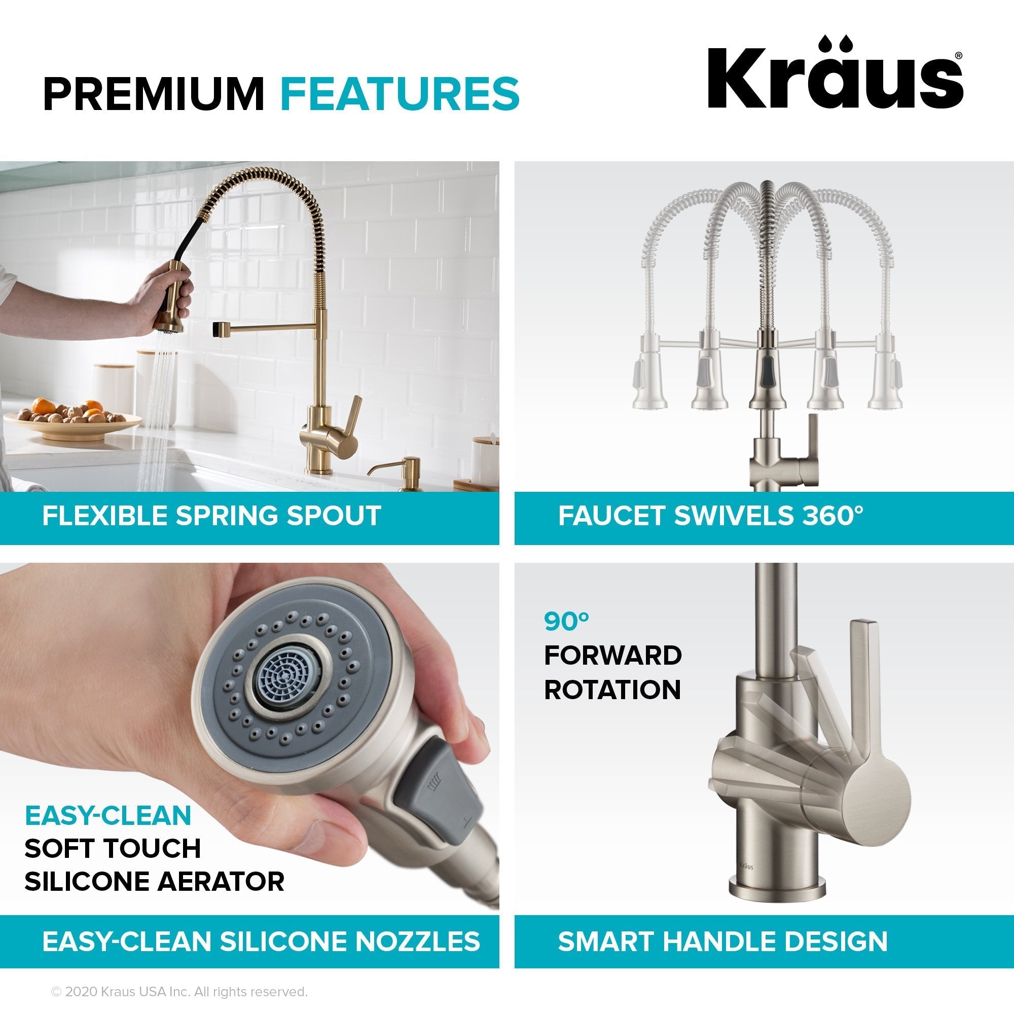 KRAUS Britt Commercial Style Kitchen Faucet and Purita Water Filter Faucet Combo in Spot Free Antique Champagne Bronze - KPF-1690-FF-100SFACB