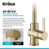 KRAUS Britt Commercial Style Kitchen Faucet and Purita Water Filter Faucet Combo in Spot Free Antique Champagne Bronze - KPF-1690-FF-100SFACB