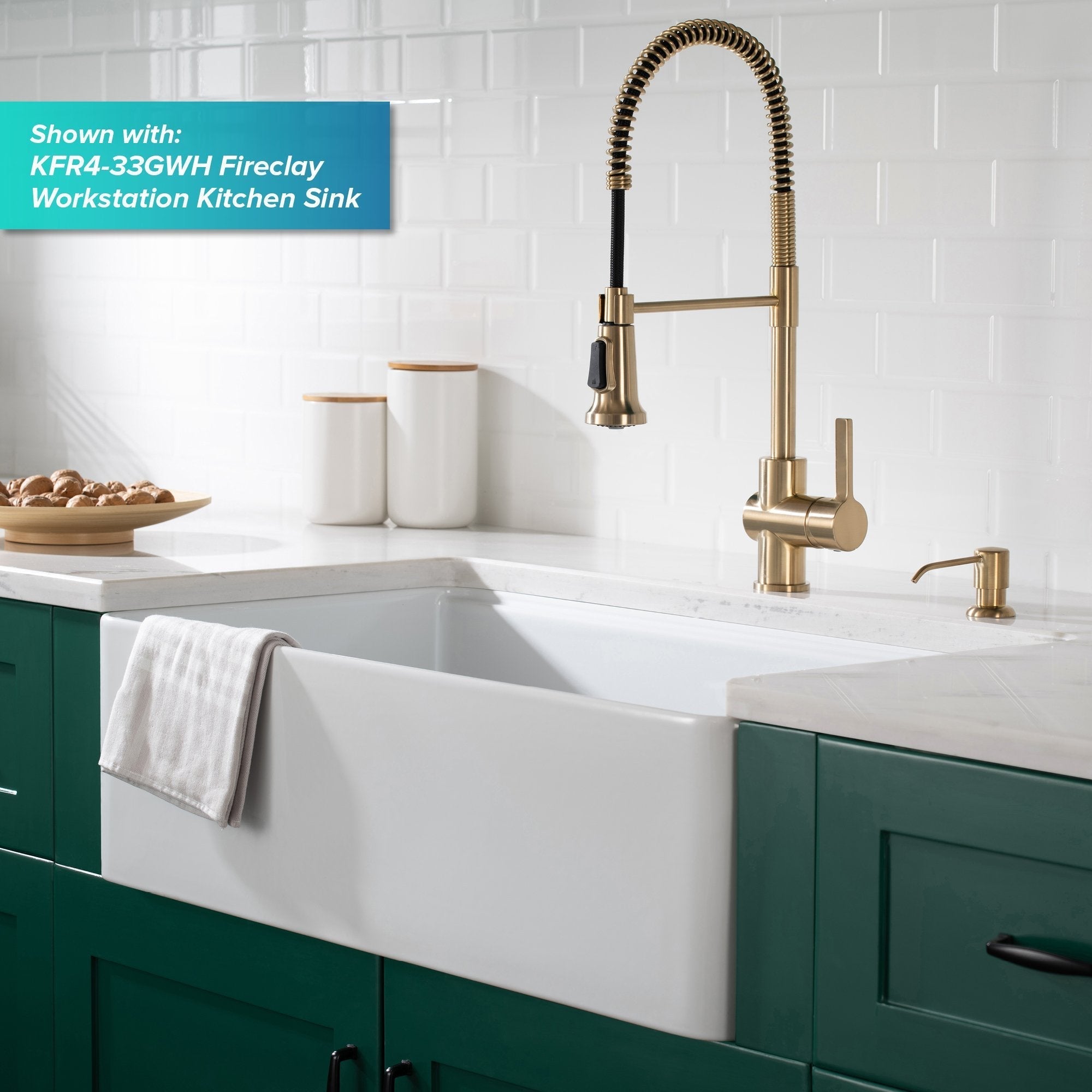 KRAUS Britt Commercial Style Kitchen Faucet and Purita Water Filter Faucet Combo in Spot Free Antique Champagne Bronze - KPF-1690-FF-100SFACB