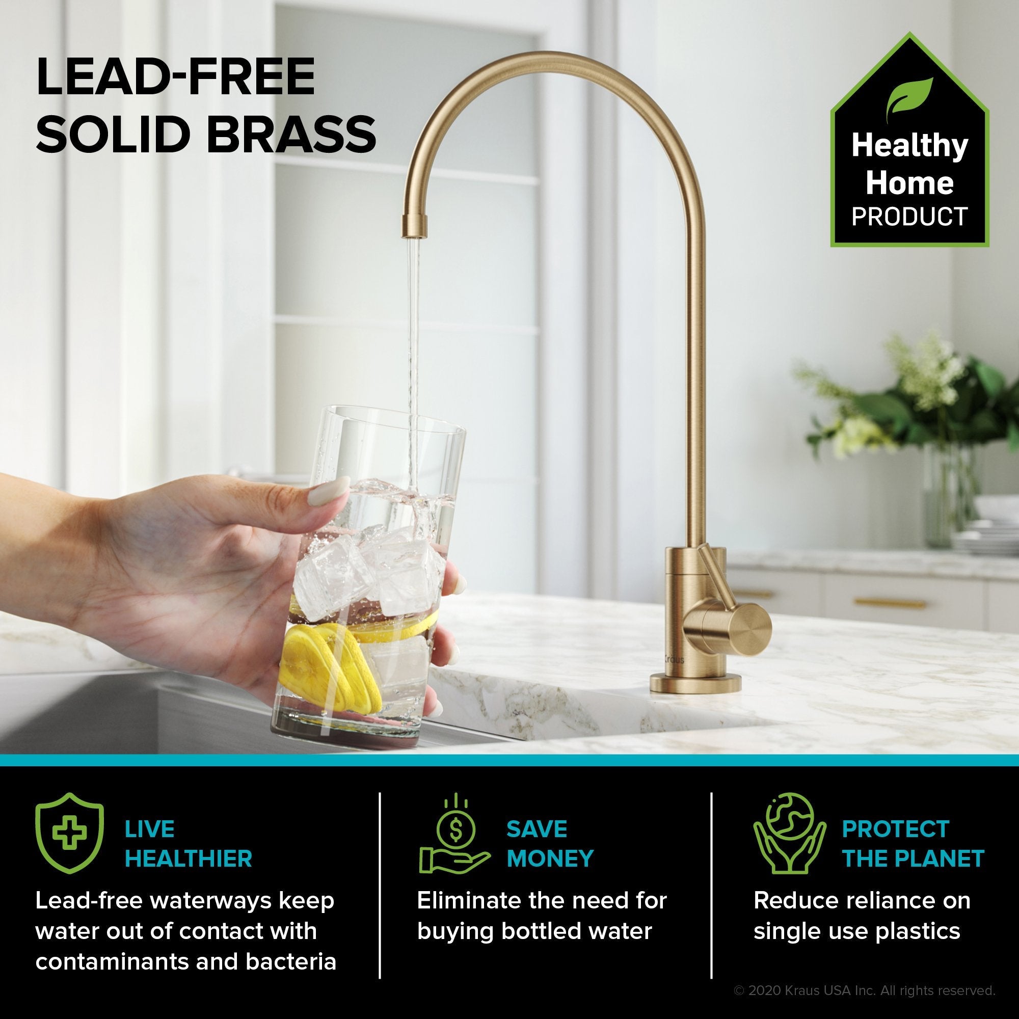 KRAUS Britt Commercial Style Kitchen Faucet and Purita Water Filter Faucet Combo in Spot Free Antique Champagne Bronze - KPF-1690-FF-100SFACB