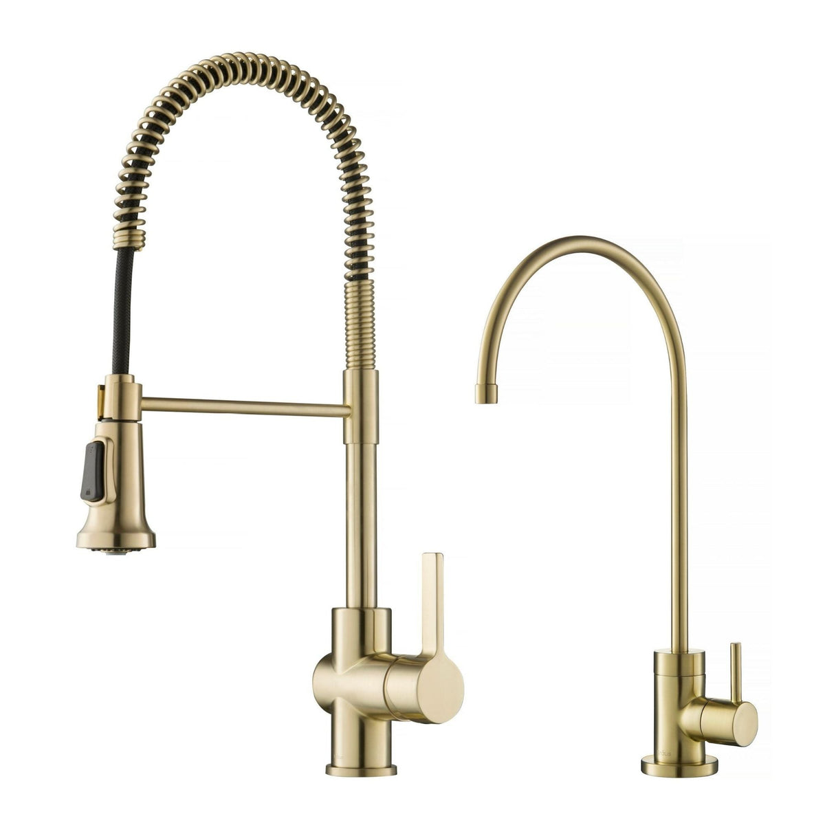KRAUS Britt Commercial Style Kitchen Faucet and Purita Water Filter Faucet Combo in Spot Free Antique Champagne Bronze - KPF-1690-FF-100SFACB
