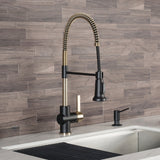KRAUS Britt Commercial Style Kitchen Faucet in Matte Black/Brushed Gold - KPF-1690BGMB