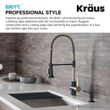 KRAUS Britt Commercial Style Kitchen Faucet in Matte Black/Brushed Gold - KPF-1690BGMB