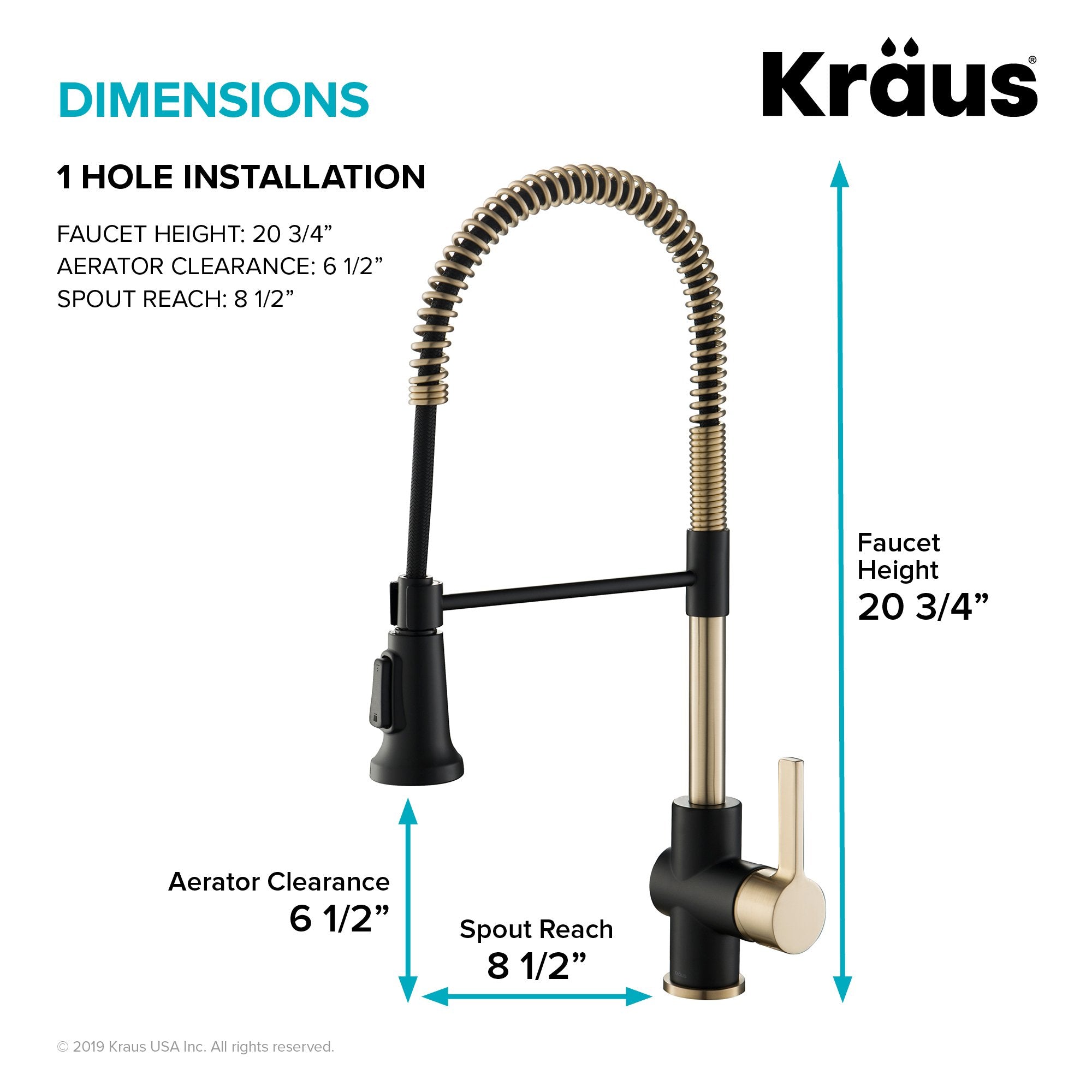 KRAUS Britt Commercial Style Kitchen Faucet in Matte Black/Brushed Gold - KPF-1690BGMB