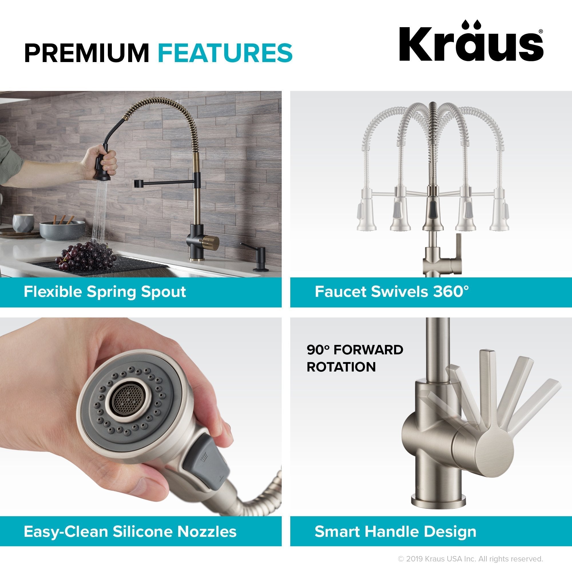 KRAUS Britt Commercial Style Kitchen Faucet in Matte Black/Brushed Gold - KPF-1690BGMB