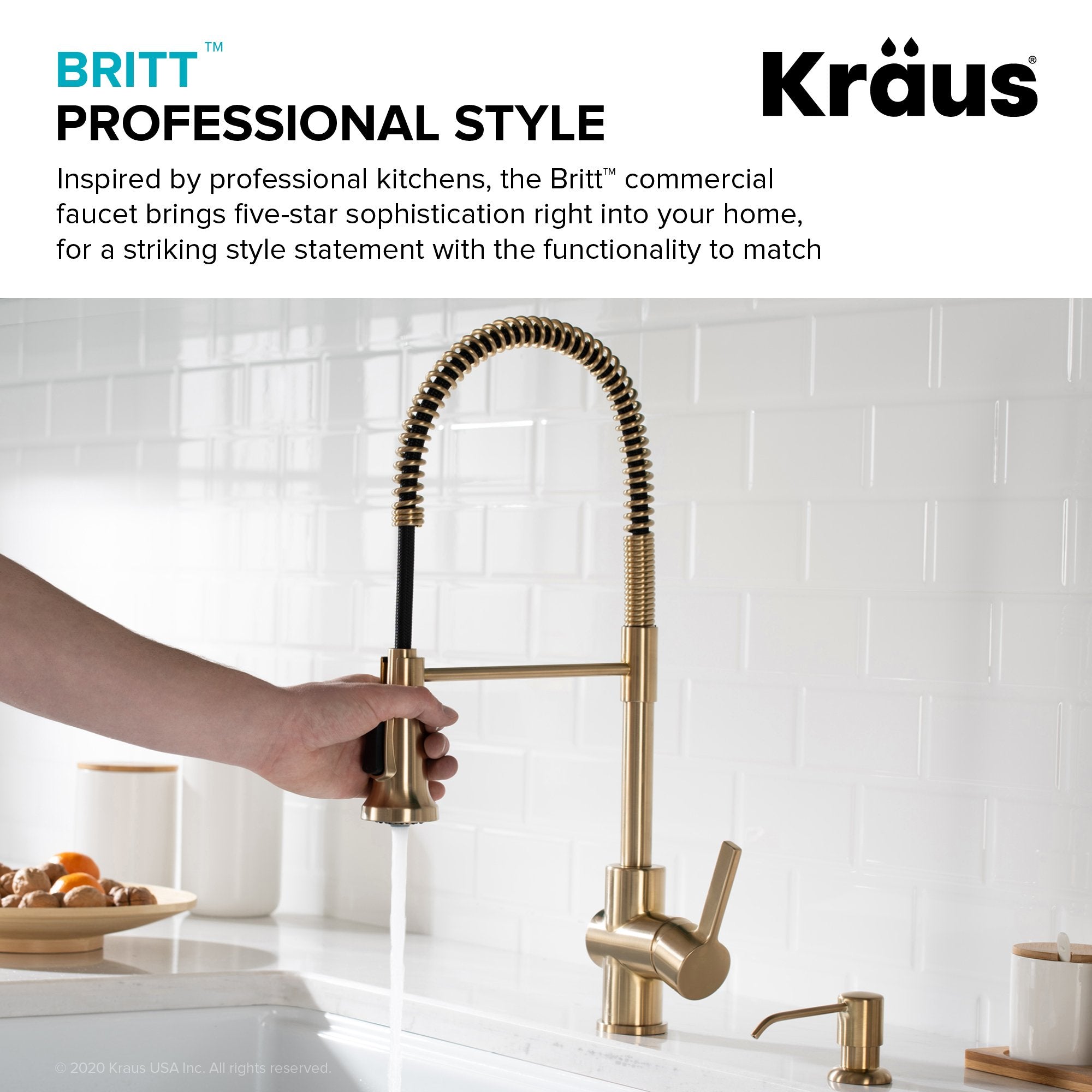 KRAUS Britt Commercial Style Kitchen Faucet in Spot Free Antique Champagne Bronze - KPF-1690SFACB