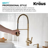 KRAUS Britt Commercial Style Kitchen Faucet in Spot Free Antique Champagne Bronze - KPF-1690SFACB