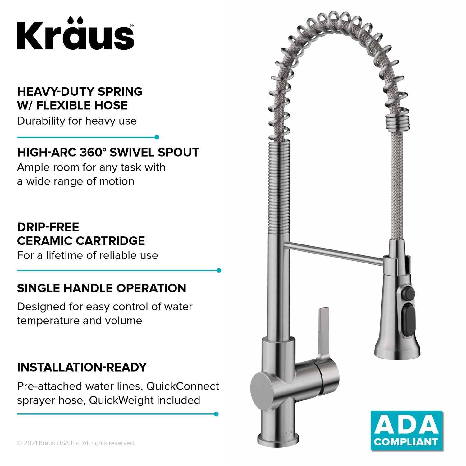 KRAUS Britt Commercial Style Kitchen Faucet with Integrated Water Filter Spout in Spot Free Stainless Steel - KFF-1691SFS