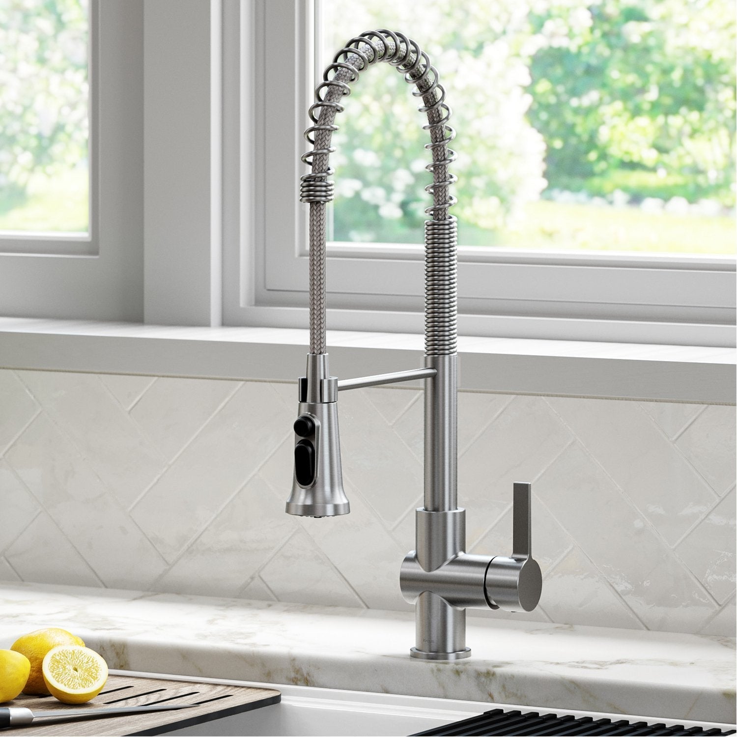 KRAUS Britt Commercial Style Kitchen Faucet with Integrated Water Filter Spout in Spot Free Stainless Steel - KFF-1691SFS
