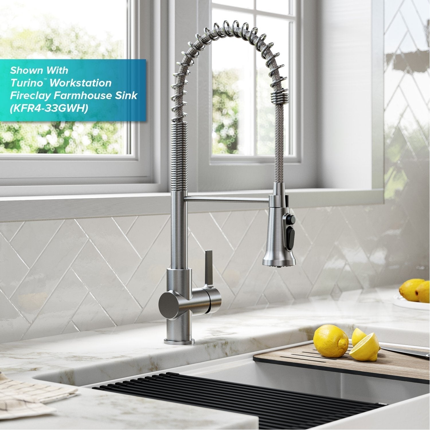 KRAUS Britt Commercial Style Kitchen Faucet with Integrated Water Filter Spout in Spot Free Stainless Steel - KFF-1691SFS