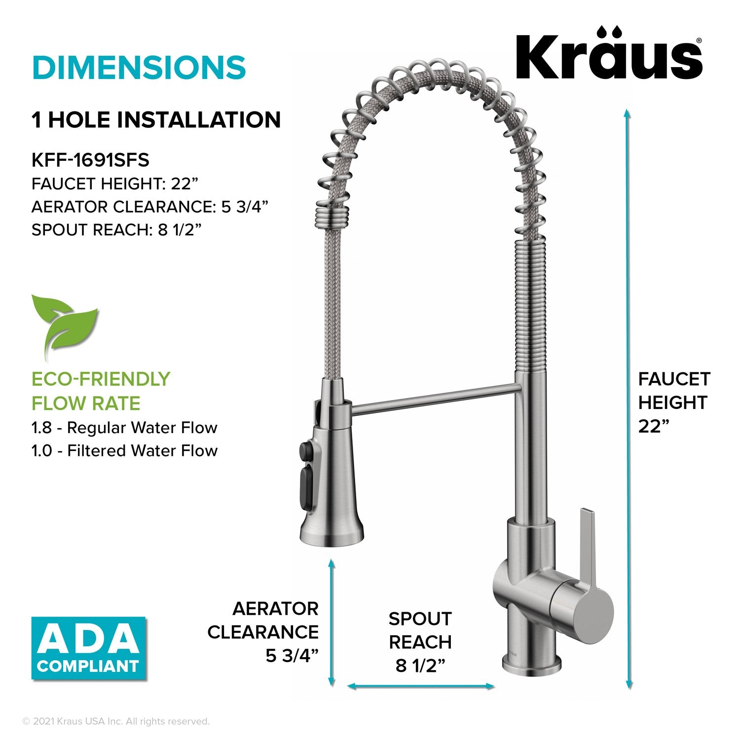 KRAUS Britt Commercial Style Kitchen Faucet with Integrated Water Filter Spout in Spot Free Stainless Steel - KFF-1691SFS