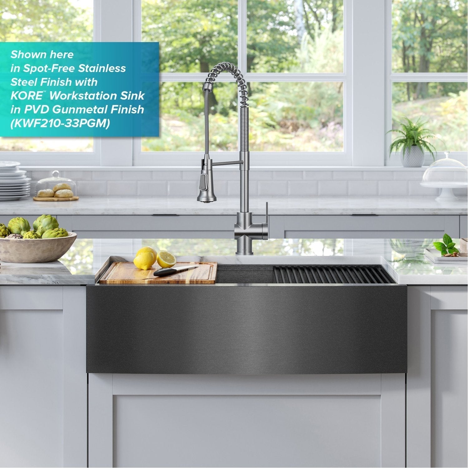 KRAUS Britt Commercial Style Pull-Down Single Handle Kitchen Faucet in Brushed Brass - KPF-1691BB