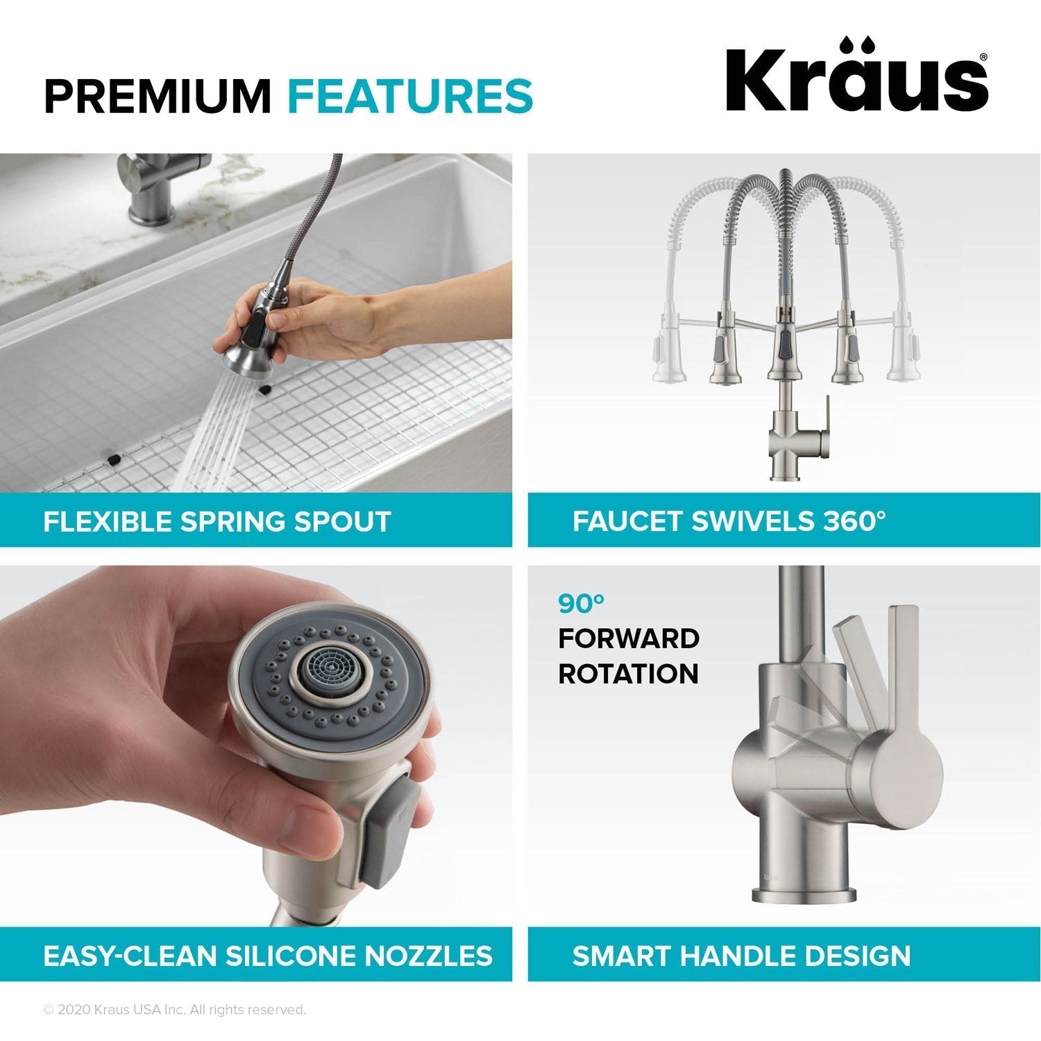 KRAUS Britt Commercial Style Pull-Down Single Handle Kitchen Faucet in Brushed Brass - KPF-1691BB