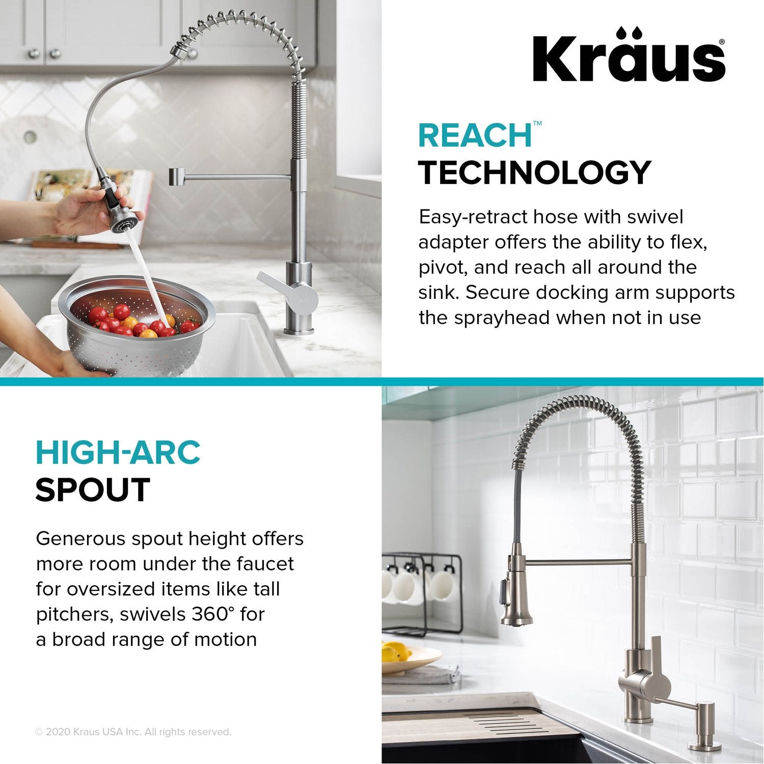 KRAUS Britt Commercial Style Pull-Down Single Handle Kitchen Faucet in Brushed Brass - KPF-1691BB