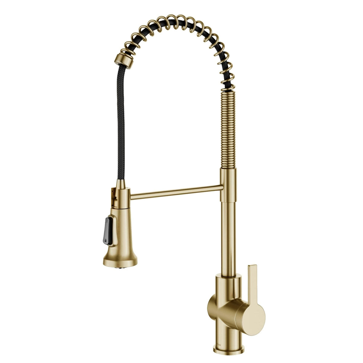 KRAUS Britt Commercial Style Pull-Down Single Handle Kitchen Faucet in Spot Free Antique Champagne Bronze -  KPF-1691SFACB