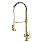 KRAUS Britt Commercial Style Pull-Down Single Handle Kitchen Faucet in Spot Free Antique Champagne Bronze -  KPF-1691SFACB